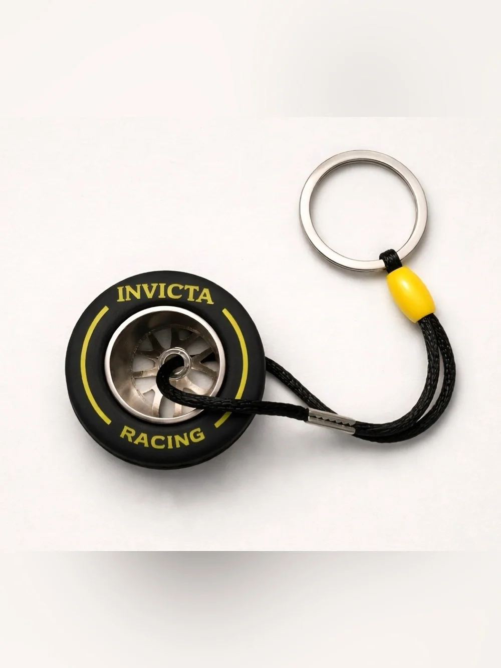 Invicta Formula 1 Racing Tire Keyring Unisex Black and Yellow - NWT